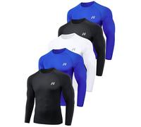 MEETWEE Mens Compression Shirt Men, 1 White + 2 Black + 2 Blue, XXL EU