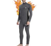 MEETWEE Men's Thermal Underwear Set, Compression Base Layer Long Johns Long Sleeve Top Shirt Suit for Winter Workout Grey