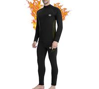 MEETWEE Men's Thermal Underwear Set, Compression Base Layer Long Johns Long Sleeve Top Shirt Suit for Winter Workout , Black, L