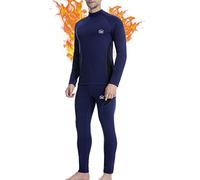 MEETWEE Men's Thermal Underwear Set, Compression Base Layer Long Johns Long Sleeve Top Shirt Suit for Winter Workout Blue
