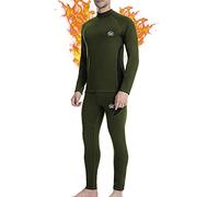 MEETWEE Men's Thermal Underwear Set, Compression Base Layer Long Johns Long Sleeve Top Shirt Suit for Winter Workout Green