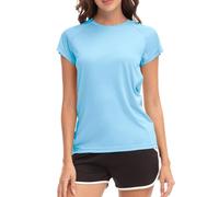 MEETWEE Swim Shirts for Women, Short Sleeve T Shirt Athletic Casual Tops Quick Dry UPF 50+ Running Surfing Workout Yoga Sun Tee Shirts