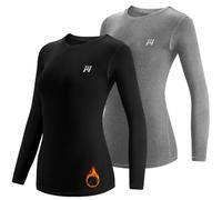 MEETWEE Women’s Thermal Underwear Tops, Thermals Shirts Base Layer Top Compression Long Sleeve Tee-Shirt Sport Fleece Lined T Shirt for Running Workout Skiing