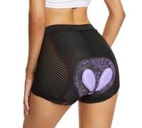 MEETWEE Women's Cycling Shorts with 4D High Elastic Foam, Breathable Quick-Drying Bike Underwear, Cycling Shorts Black-Purple, Size XL, Color Purple