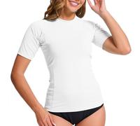MEETWEE Women's Surf Rash Guard Sun Protection Swimsuit UV Protection Shirt UPF 50+ Short-Sleeve Swim Top Quick-Drying Swimming Sun Protection Shirt for Water Sports White