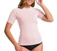 MEETWEE Women's Surf Rash Guard Sun Protection Swimsuit UV Protection Shirt UPF 50+ Short-Sleeve Swim Top Quick-Drying Swimming Sun Protection Shirt for Water Sports Nude Pink