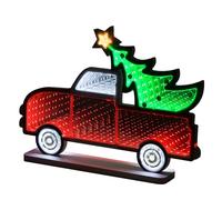 MEETYAMOR Christmas Decorations Indoor, Christmas Tree Truck Infinity Mirror Tunnel Light, 3D Endless Extension LED Night Lamp, USB Powered Colorful Table Centerpiece for Living Room Home Decor