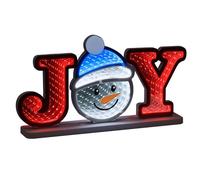 MEETYAMOR Christmas Decorations Indoor, JOY Snowman Infinity Mirror Tunnel Light, Christmas Table Decorations with Endless Extension Lights for Home Mantel Table Centerpiece Lamp Xmas Decor