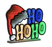 MEETYAMOR Christmas Decorations Indoor, Santa Hat with HOHOHO Infinity Mirror Tunnel Light for Christmas Decor, Night Lights with Endless Extension for Home Mantel Table Centerpiece Lamp Xmas