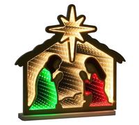 MEETYAMOR Nativity Sets for Christmas Indoor, Nativity Scene Infinity Mirror Tunnel Light, Nativity Scene with Manger for Home Living Room Mantel Table Centerpiece Christmas Decorations