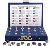 Meetyo 2025 Gemstone & Crystal Advent Calendar for Kids, 24-Day Educational Mining Surprise with crystal gem list, Fossil Rocks Collection Christmas Countdown Calendar for Kids Girls Boys Adults