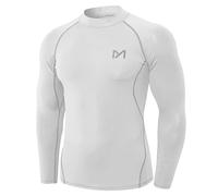 MEETYOO Men’s Compression Base Layer, Men Top Long Sleeve T-Shirt Sports Gear Fitness Tights for Running Gym Workout White