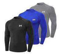 MEETYOO Men’s Compression Base Layer, Men Top Long Sleeve T-Shirt Sports Gear Fitness Tights for Running Gym Workout