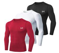 MEETYOO Men’s Compression Shirt, Base Layer Top Long Sleeve T-Shirt Sports Gear Fitness Tights for Running Gym Workout