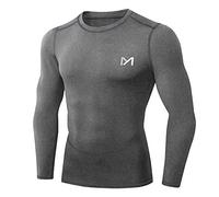 MEETYOO Men's MenÂ’s Compression Base Layer Top Long Sleeve T-shirt Sports Gear Fitness Tights for Running Gy Shirt, Grey-2, XL UK