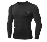 MEETYOO Men's MenÂ’s Compression Base Layer Top Long Sleeve T-shirt Sports Gear Fitness Tights for Running Gy Shirt, Black, XL UK