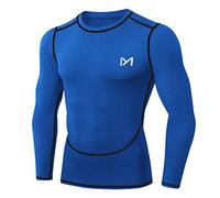 MEETYOO Men's MenÂ’s Compression Base Layer Top Long Sleeve T-shirt Sports Gear Fitness Tights for Running Gy Shirt, Blue, L UK
