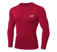 MEETYOO Men's MenÂ’s Compression Base Layer Top Long Sleeve T-shirt Sports Gear Fitness Tights for Running Gy Shirt, Red-1, XL UK