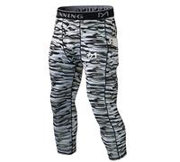 MEETYOO Men’s Leggings, Sports Compression Tights Quick Dry Base Layer Bottom Training Pants for Running Cycling Workout Gym Black Camouflage