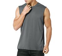 MEETYOO Men’s Sleeveless Quick Dry Tank T Shirt Vest Top for Running Gym Sport Fitness, Grey, L