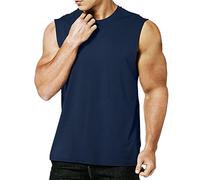 MEETYOO Men’s Sleeveless Quick Dry Tank T Shirt Vest Top for Running Gym Sport Fitness, Blue, XXL