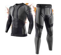 MEETYOO Men’s Thermal Underwear Set, Sport Base Layer Wicking Long Johns Thermals Leggings Compression Tops for Skiing Running Hiking Workout Grey
