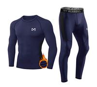 MEETYOO Men’s Thermal Underwear Set, Wicking Long Johns Quick Dry Base Layer Sport Compression Suit for Workout Skiing Running Hiking Blue