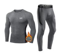MEETYOO Men’s Thermal Underwear Set, Wicking Long Johns Quick Dry Base Layer Sport Compression Suit for Workout Skiing Running Hiking Grey