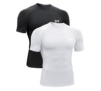 MEETYOO Mens Compression Shirt, Black+white, XL UK