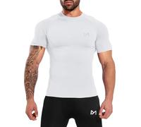 MEETYOO Compression Shirt Men,Functional Shirt Short Sleeve Fitness Shirt Men Sports Shirt Breathable Running Shirt for Running Jogging Sports Shirt Gym White