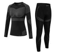 MEETYOO Women’s Thermal Underwear Set, Base Layers for Ladies, Fleece Lined Long Johns Sport Quick Dry Top Leggings Set for Running Skiing Cycling Workout Grey