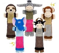 MeetYooo 5 Pack No Stuffing Dog Squeaky Toys, Dog Chew with Crinkle and Squeaker, Cute Animal Plush to Keep Them Busy, Suitable for Large and Aggressive Chewers