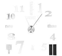 MEEVINWH Frameless DIY Wall Clock Modern Mirror Wall Sticker for Home Living Room Bedroom Decor (Silver)