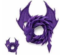 MEEVINWH Handmade Dragon Wreath, Fantasy Gothic Dragon Door Wreath With Mesh Scale Design,Enchanting Appeal Dragon-Shaped Home Hanging Ornament, Gift For Fans Of Fantasy And Mythology(Purple)