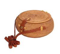 MEEVINWH Rattan Handbags for Women, Hand Woven Beach Bag with Adjustable Strap, Natural Material Fashion Tote for Outdoor, Party, Shopping, Gift (Oval True Color)