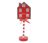 MEEVINWH Xmas Santa Stop Here Sign with Led Lights Battery Operated Xmas Stop Sign Tabletop Decor for Holiday Party House Shape