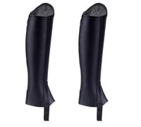 MeevrgR 1 Pair Equestrian Leg Guards for Horse Riding, Western Full Chaps with Foot Strap, Microfiber and Leather Material, Black XL