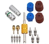 MeevrgR 17 Pieces Comprehensive Car Air Conditioning Valve Core Conversion Kit, For R12 R134A AC System, Sturdy Brass Aluminum Removal Tool Set With Sealing Cap