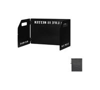 MeevrgR 3-Panel Foldable Windshield for Camping - Windproof Aluminum Alloy Wind Barrier, 45×35cm, 1.32kg, Compatible with Most Camp Stoves Black