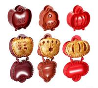 MeevrgR 3-Piece Fall-Themed Dough Presser Set: & Pumpkin for mini Pocket Pie Molds for Parties, Potlucks and Family Gatherings - Kitchen Tool (Red)