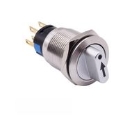 MeevrgR 3 Position Metal Selector Rotary Locking Switch with Illuminated 12V Lighting, Stainless Steel Push Button for 12-24V / 110-220V, 3A Rated, 1NO1NC Function, 19mm Panel Cutout