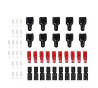 MeevrgR 30A 600V Anderson Connector Pair with Cover, Red and Black, 10 Sets, PC Shell, Silver-Plated Copper Terminal, for Electric Vehicles, Solar, Marine, 12-16AWG