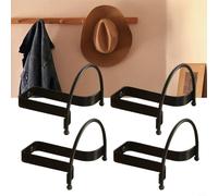 MeevrgR 4 Pack Cowboy Hat Rack Wall Mount Hat Holder Metal Display Hooks for Western Style Organizer Space-Saving Design for Hats Scarves Reins Home Decor