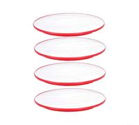MeevrgR 4 Pack Melamine Dinner Plates 8 Inch Round Flat Serving Dishes with Color Rim for Pasta Steak Salad Home Restaurant Use White Red Blue Brown(Red)