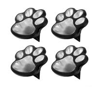 MeevrgR 4 Pack Solar Powered Cat Paw Print Garden Path Lights, Waterproof Outdoor LED Landscape Lighting, Auto Illuminated Walkway Stakes For Yard Lawn Courtyard Decoration Animal Theme(White light)