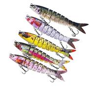 MeevrgR 5pcs 13.5cm 18g Wobblers Pike Fishing Lures with Multi Jointed Sections for Freshwater and Saltwater, Carbon Steel Triple Hook 10#+11#+12#+13#+2#