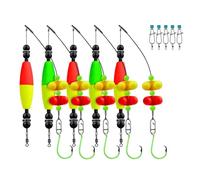 MeevrgR 5pcs Artificial Catfish Rigs with Rattler 6/0 8/0 10/0 Circle Hook Float Rig Set for Bank Fishing, EVA Foam Bright Float with Double Rattle Beads 10/0#