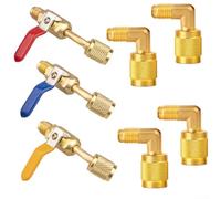 MeevrgR 7-Piece HVAC Ball Valve Kit for Mudder - Brass R134A/R410A/R22 Compatible with 3 Valves & 4 Adapters