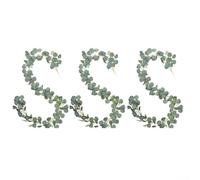 MeevrgR Artificial Eucalyptus Leaf Wreath Garland Set 3pcs 195cm, Plastic Vine with Green and Autumn Red Leaves for Wedding Table Centerpiece and Fireplace Decor(A)