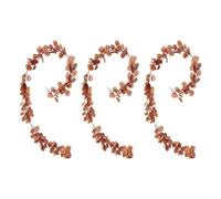 MeevrgR Artificial Eucalyptus Leaf Wreath Garland Set 3pcs 195cm, Plastic Vine with Green and Autumn Red Leaves for Wedding Table Centerpiece and Fireplace Decor(C)